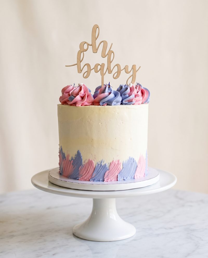 Gâteau de naissance « oh baby », rose et bleu